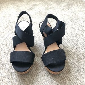 Black strappy wedges